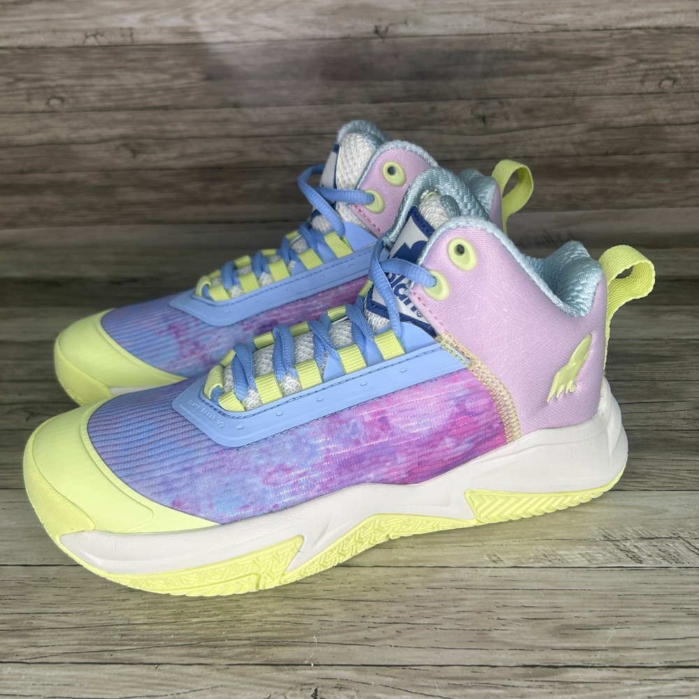 Moolah Press Break V2 Basketball Shoes Yellow Purple Size 4 Youth